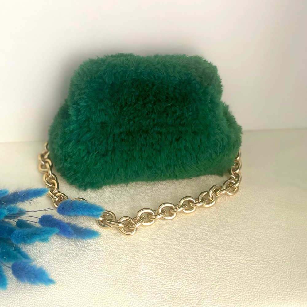Crochet fur clutch